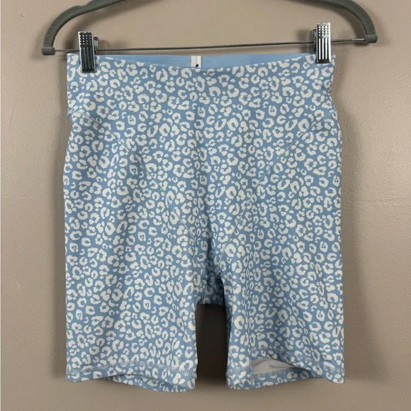 Adam Selman Sport Blue Leopard Print Shorts French cut high rise size medium - Picture 13 of 14